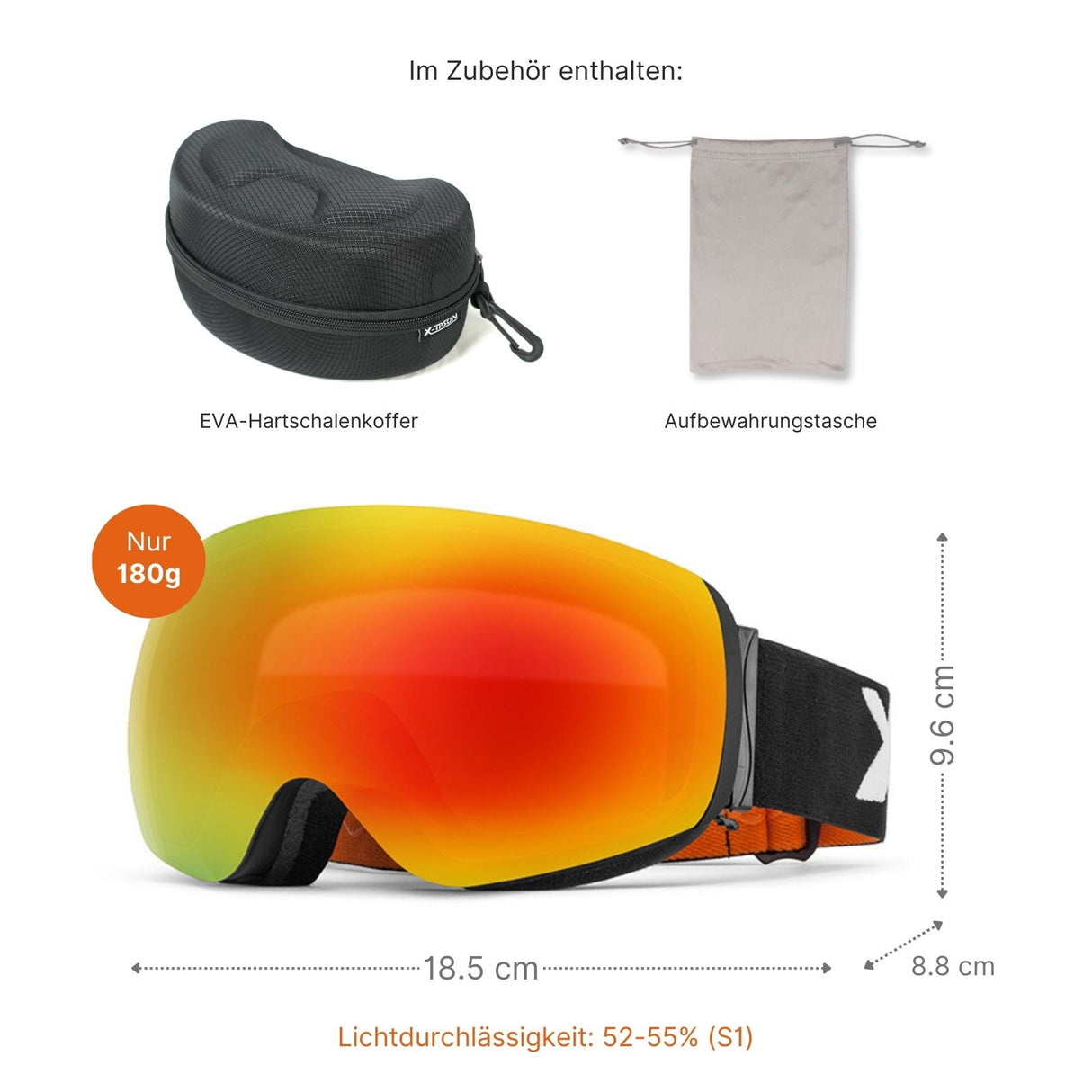 Magnetische Skibrille Snowboardbrille Schutzbrille Wintersportbrille