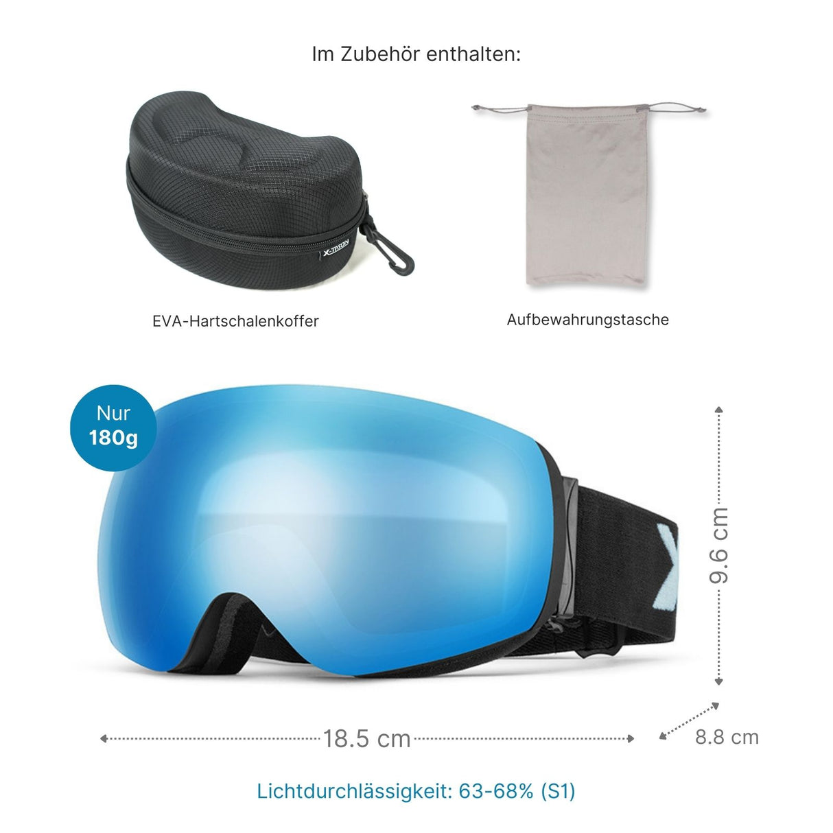 Magnetische Snowboardbrille Skibrille Schutzbrille Wintersportbrille