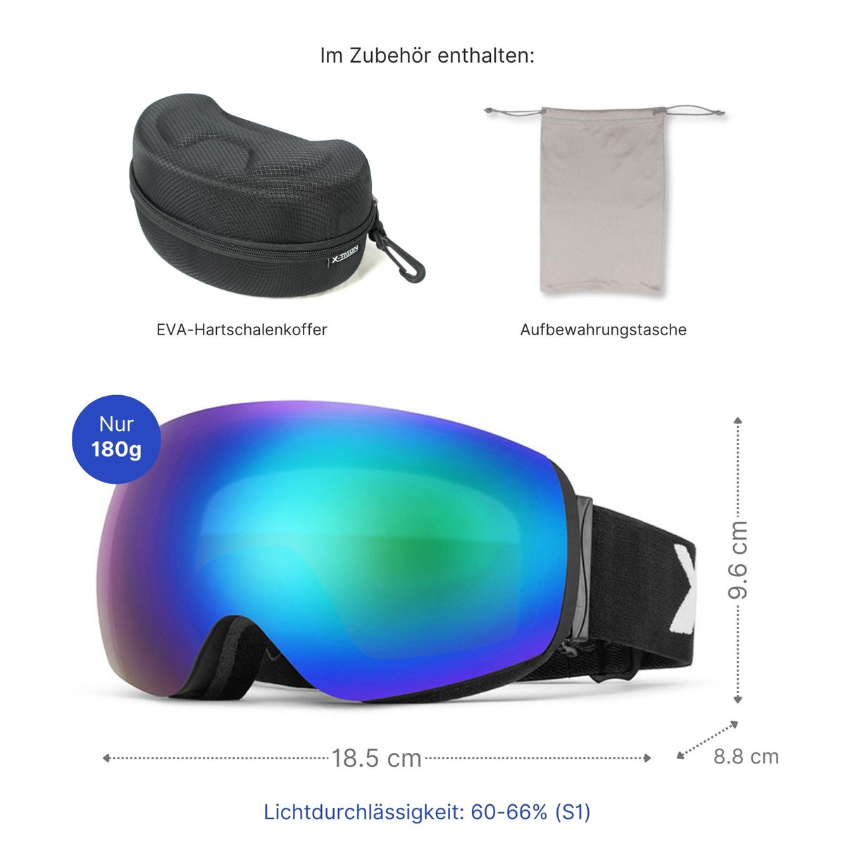 Magnetische Skibrille Wintersportbrille Schutzbrille Snowboardbrille