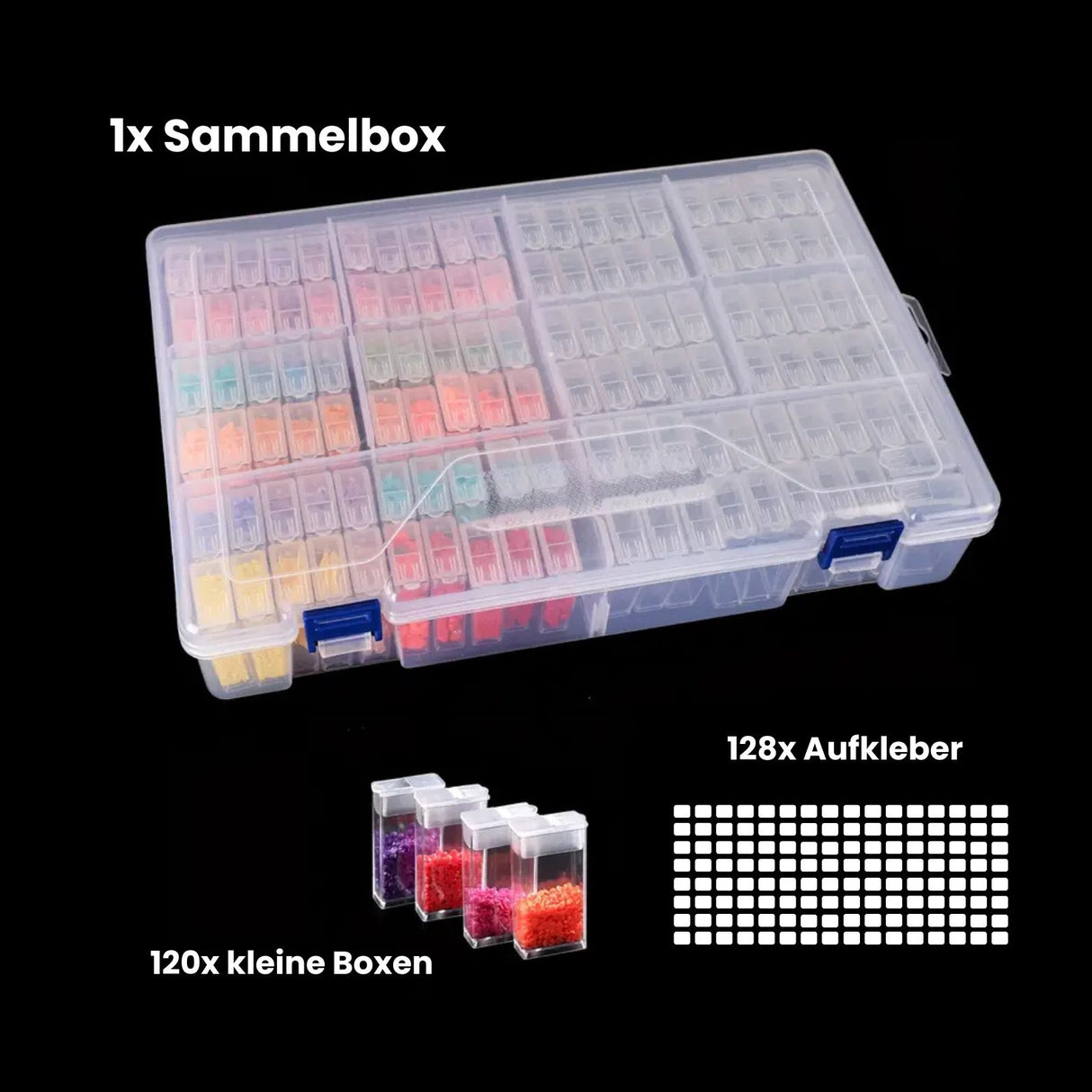 Sortierbox Aufbewahrungsbox DIY-Diamond Painting-Organizer mit Aufklebern