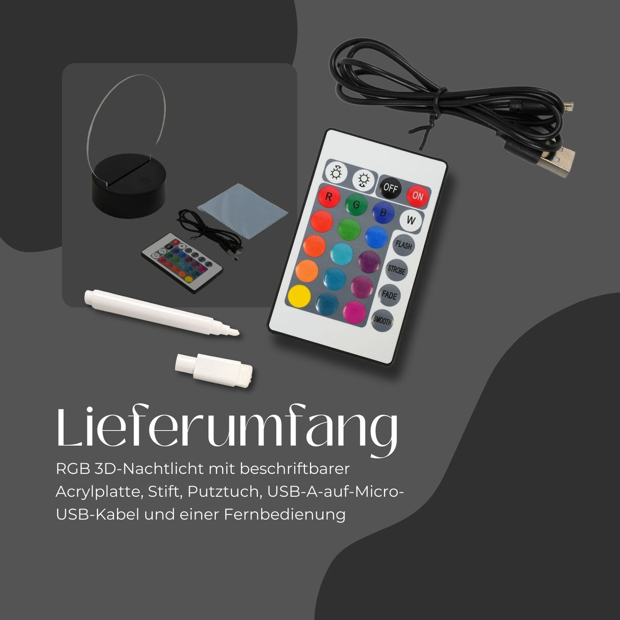 RGB 3D-Nachtlicht Deko-Beleuchtung Stimmungslicht Einschlaflicht