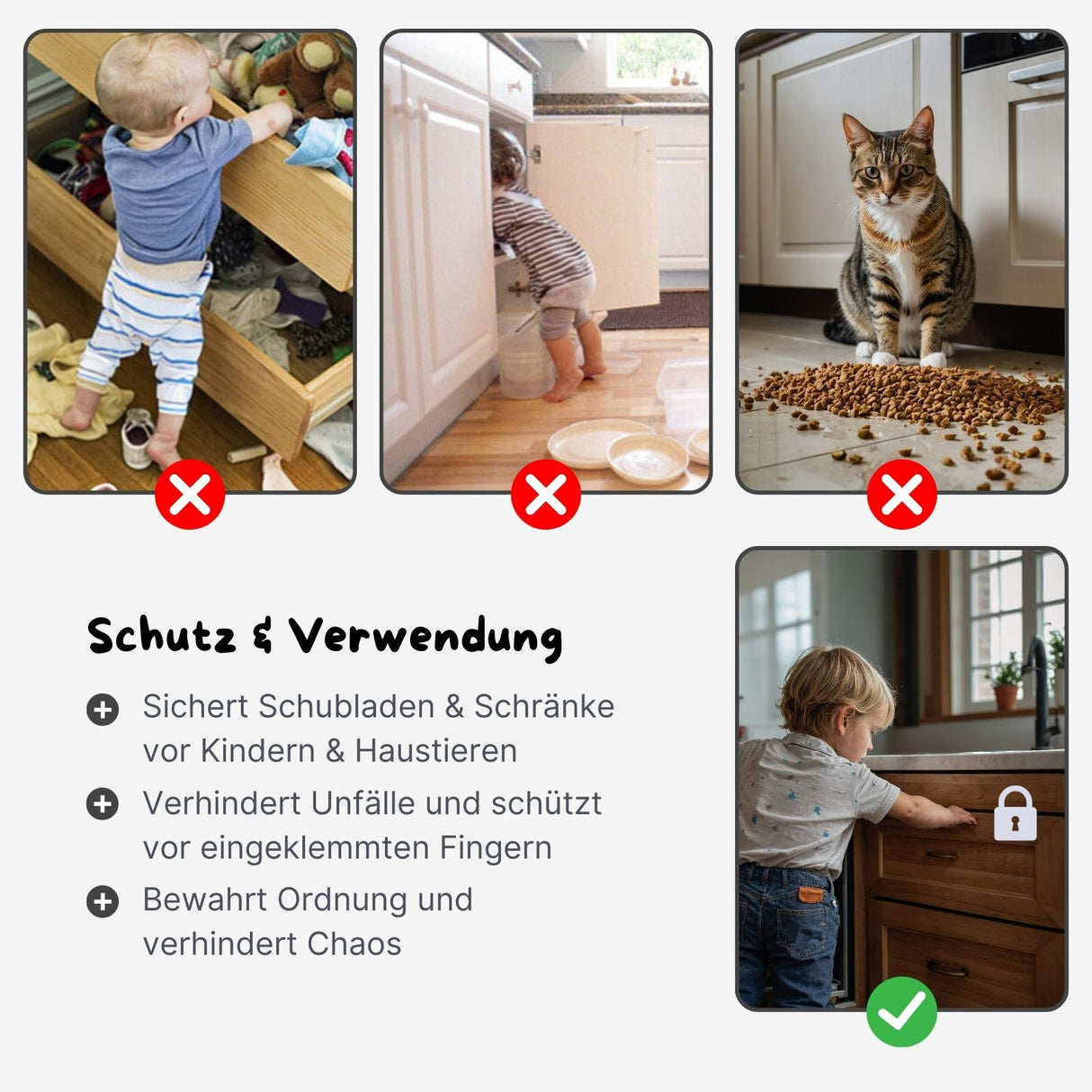 Magnetisches Sicherheitsschloss-Set Schranksicherung Schrankschloss Kindersicherung