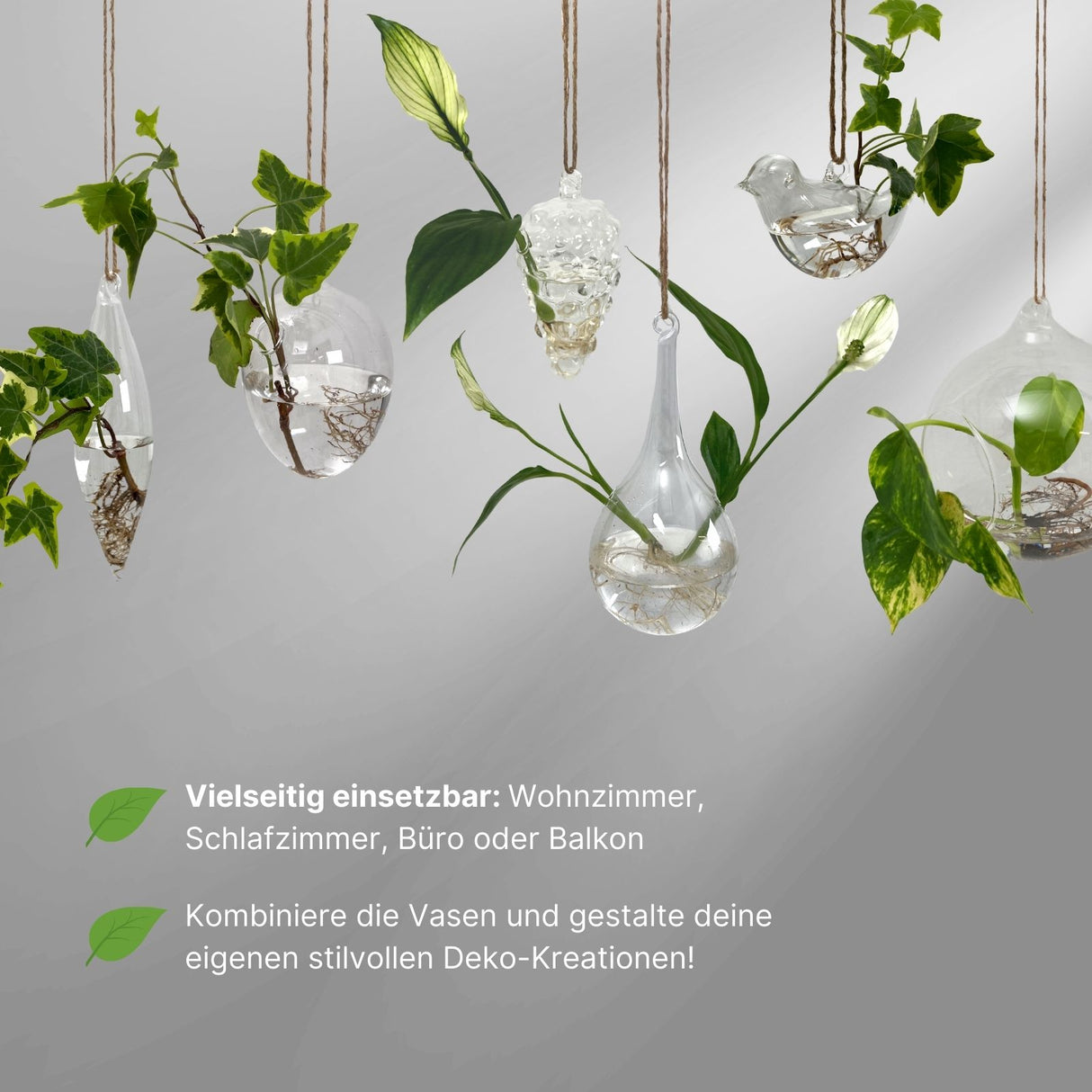 Hängende Glasvase Kugelform Setzlingvase Vase Dekoration