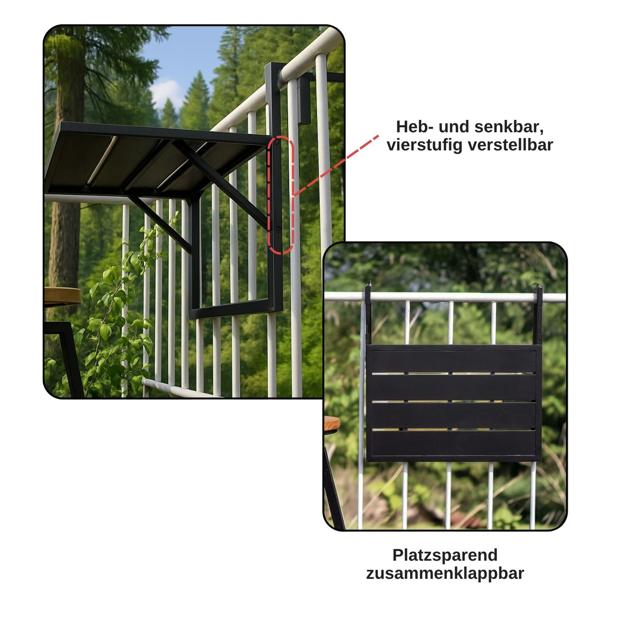 Klappbarer Hängetisch Balkontisch Hängeablage Outdoor-Tisch Ablage