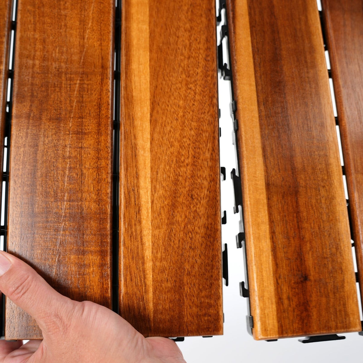 4er-Set Akazienholz-Fliesen Bodenplatten Klickfliesen Holzfliesen