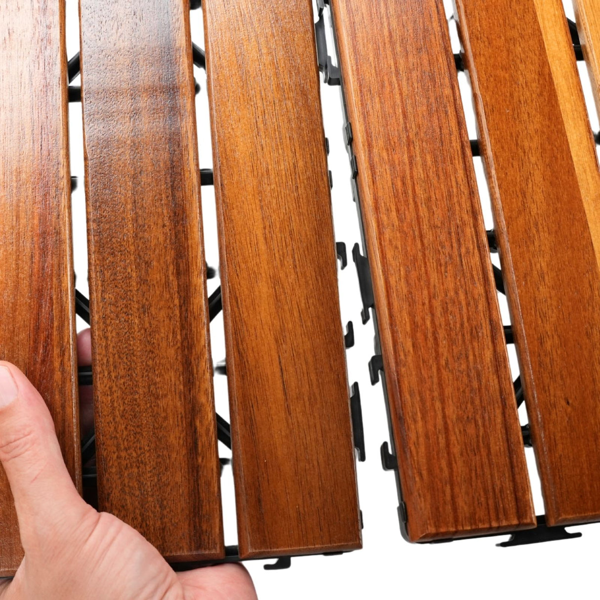 4er-Set Akazienholz-Fliesen Klickfliesen Bodenplatten Holzfliesen