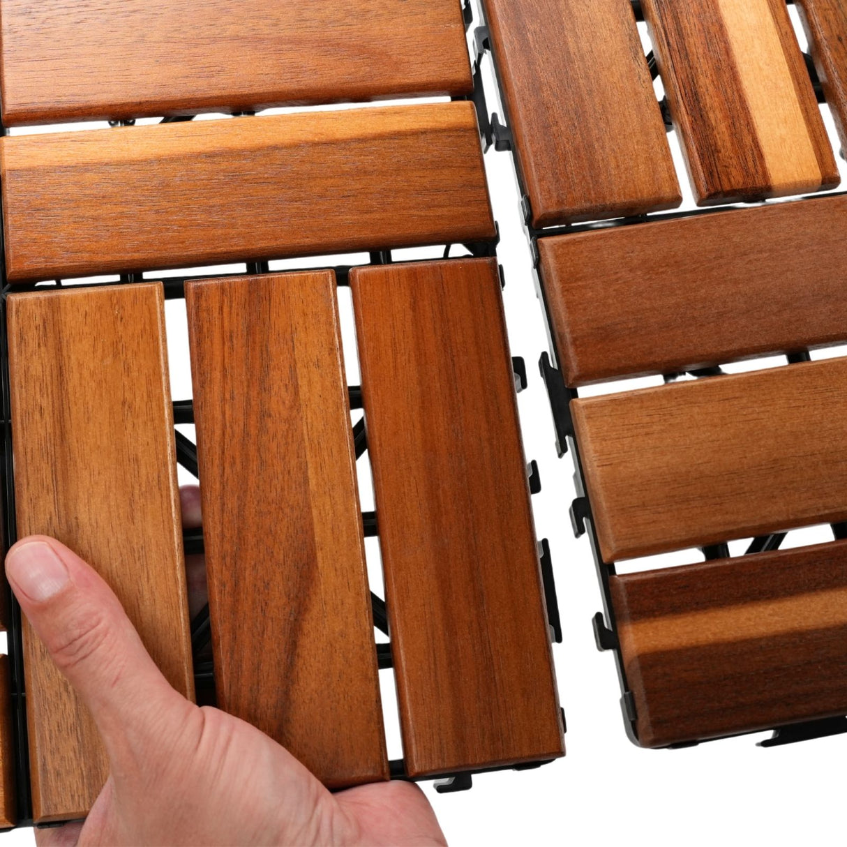 4er-Set Akazienholz-Fliesen Holzfliesen Bodenplatten Klickfliesen