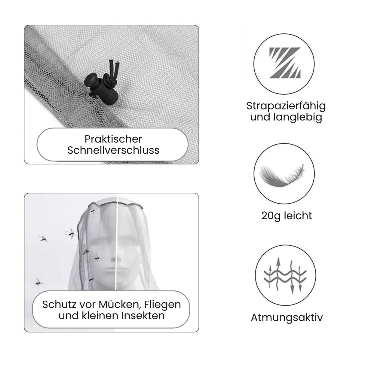 Moskitonetz Mückenschutz Kopfnetz Insektenschutznetz Netzhaube