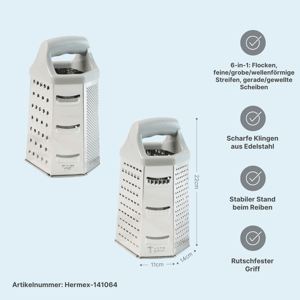 4er-Set Edelstahl-Küchenreiben L & XL Handreiben Gemüsereiben