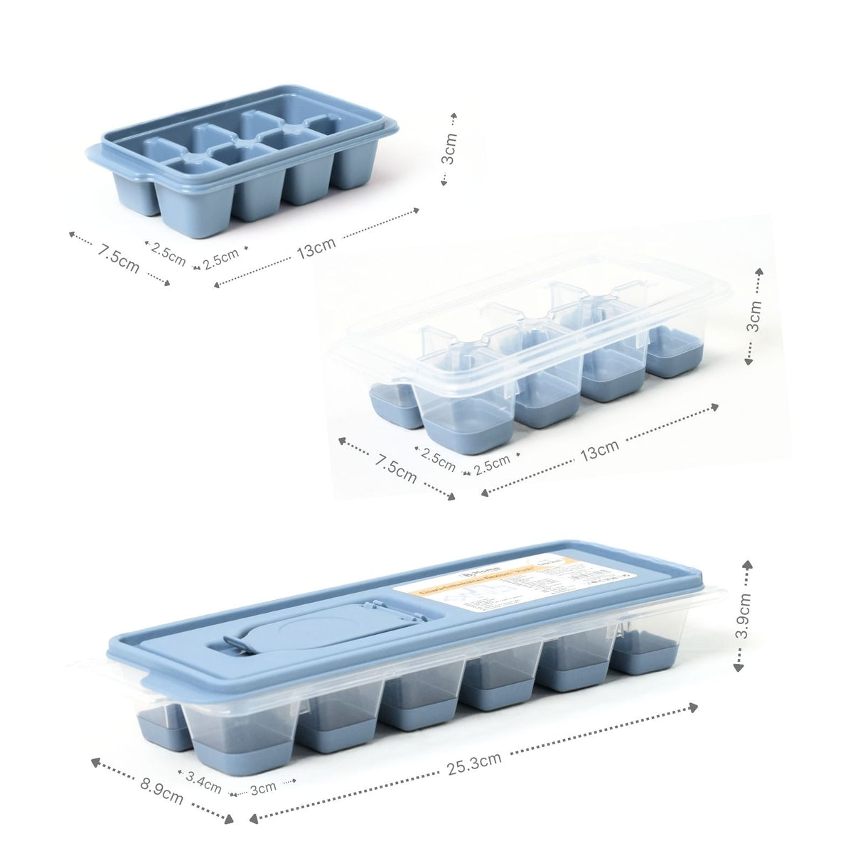 3er-Set Eiswürfelformen mit Deckel Eiswürfelbehälter Eiswürfelschalen