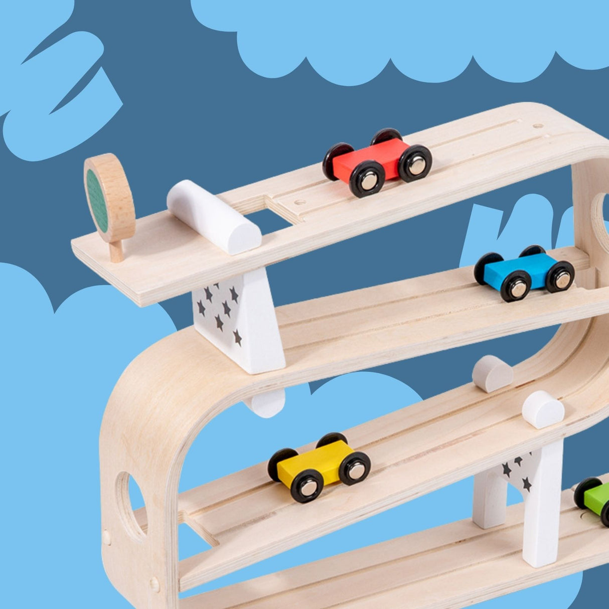 Holz-Rollbahn Kugelbahn Kinderspielzeug Murmelbahn Holzspielzeug