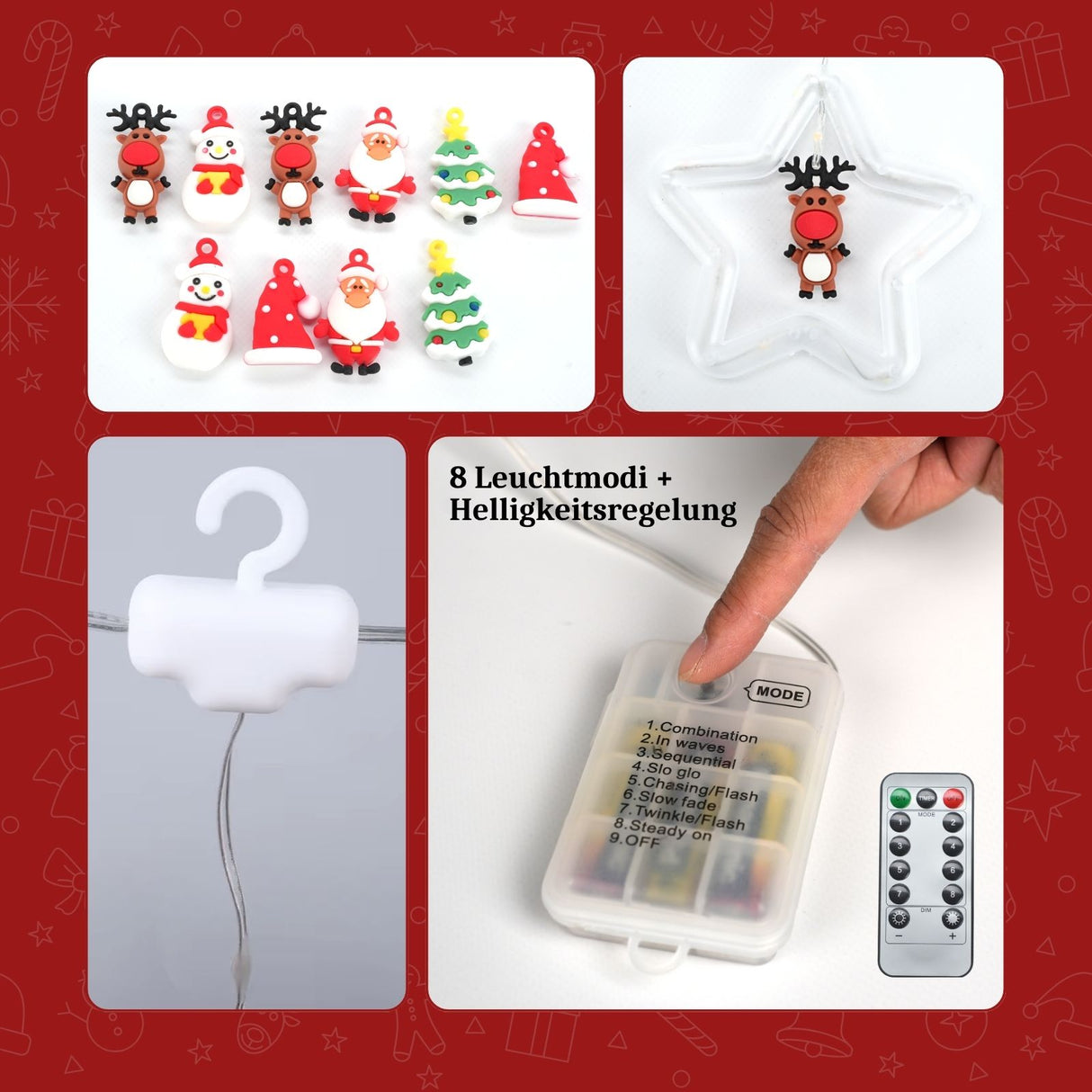 LED Weihnachtslichterkette 3m Sternlichterkette Sternen-Lichtervorhang