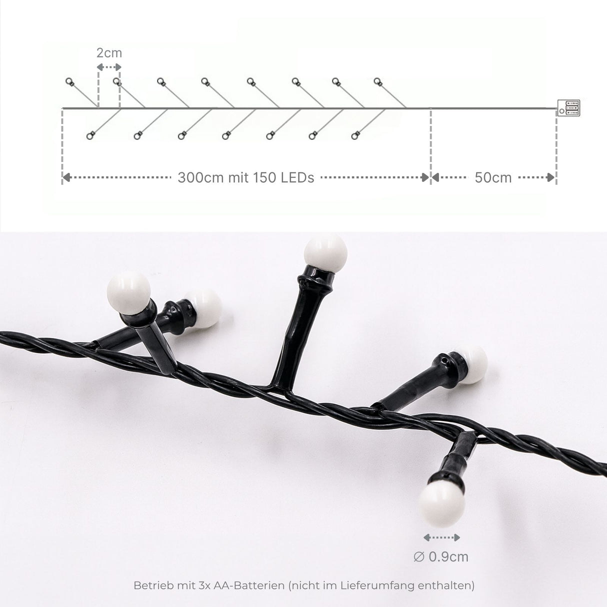 LED Cluster-Lichterkette 3m Büschellichterkette Lichtgirlande
