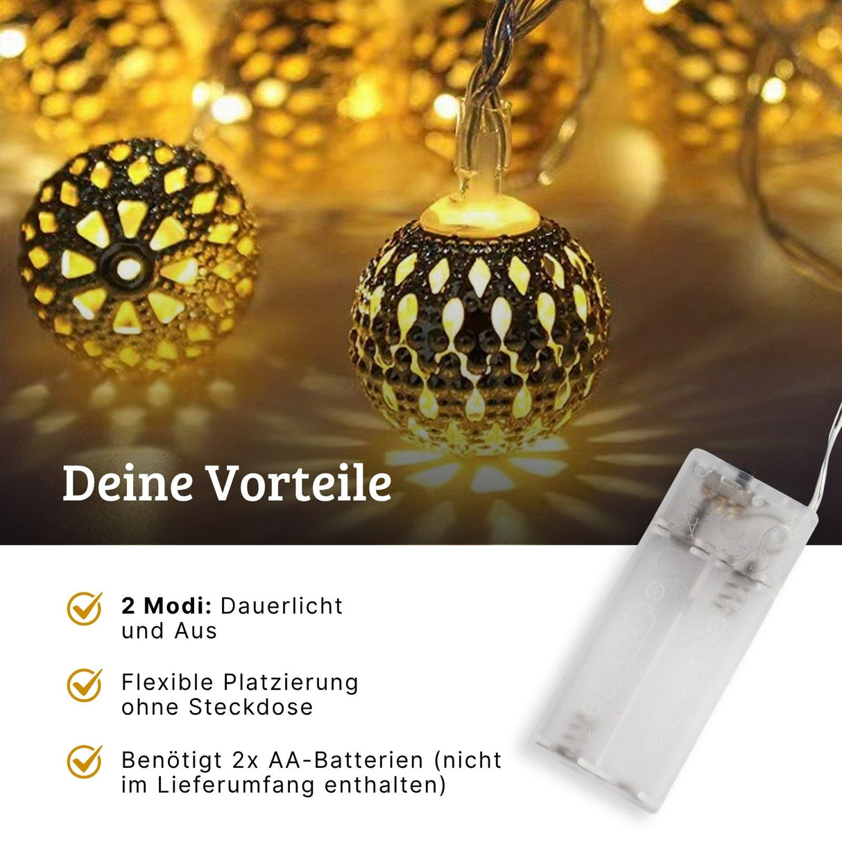 Marokkanische LED Lichterkette 1.5m Orientalische Deko Beleuchtung