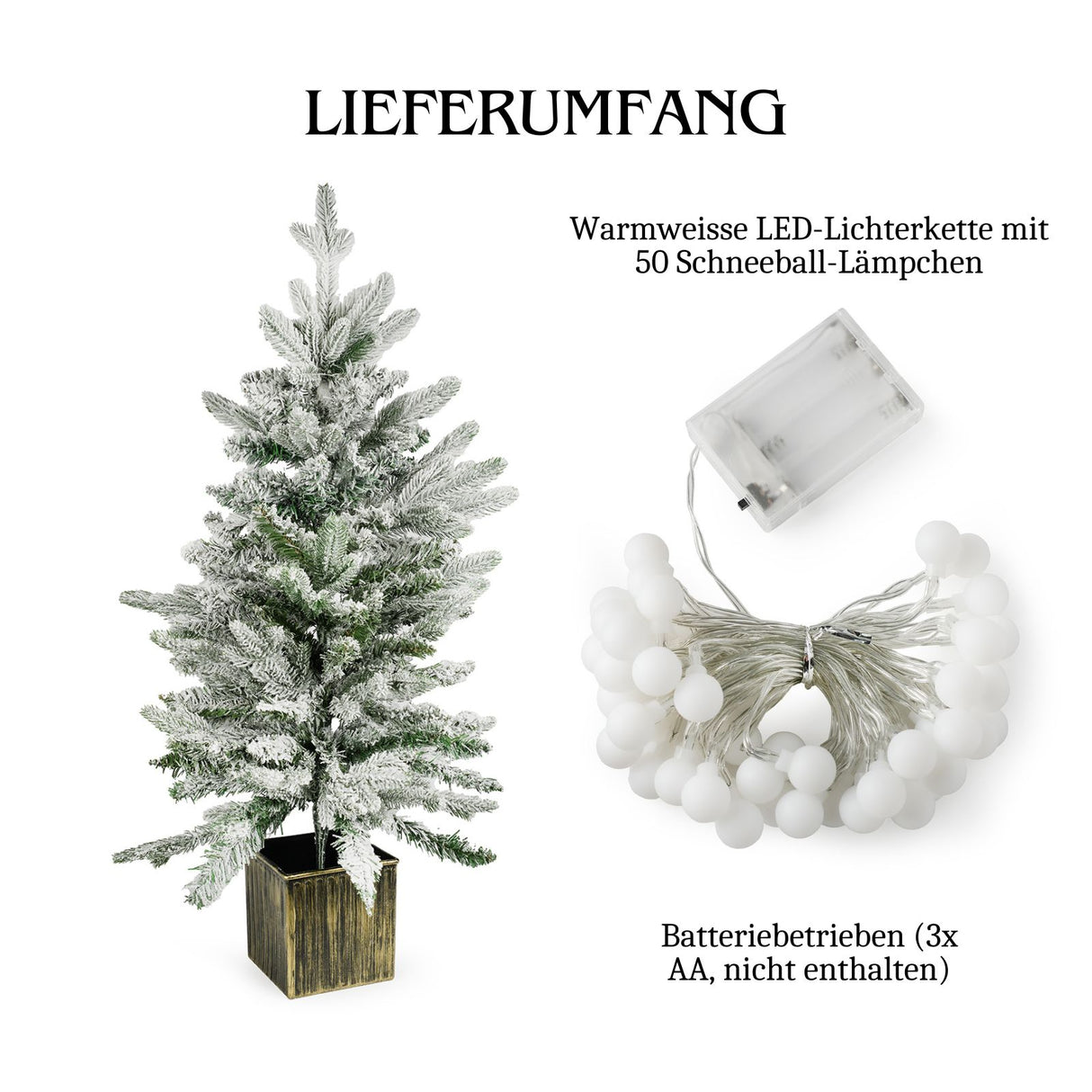 Weihnachtsbaum 90cm mit Schnee und LED Kunsttanne Tisch-Christbaum