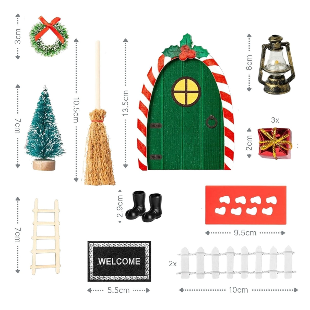 15-tlg. Wichteltür-Set Weihnachtsdeko Miniaturwelt Elfentür-Zubehör