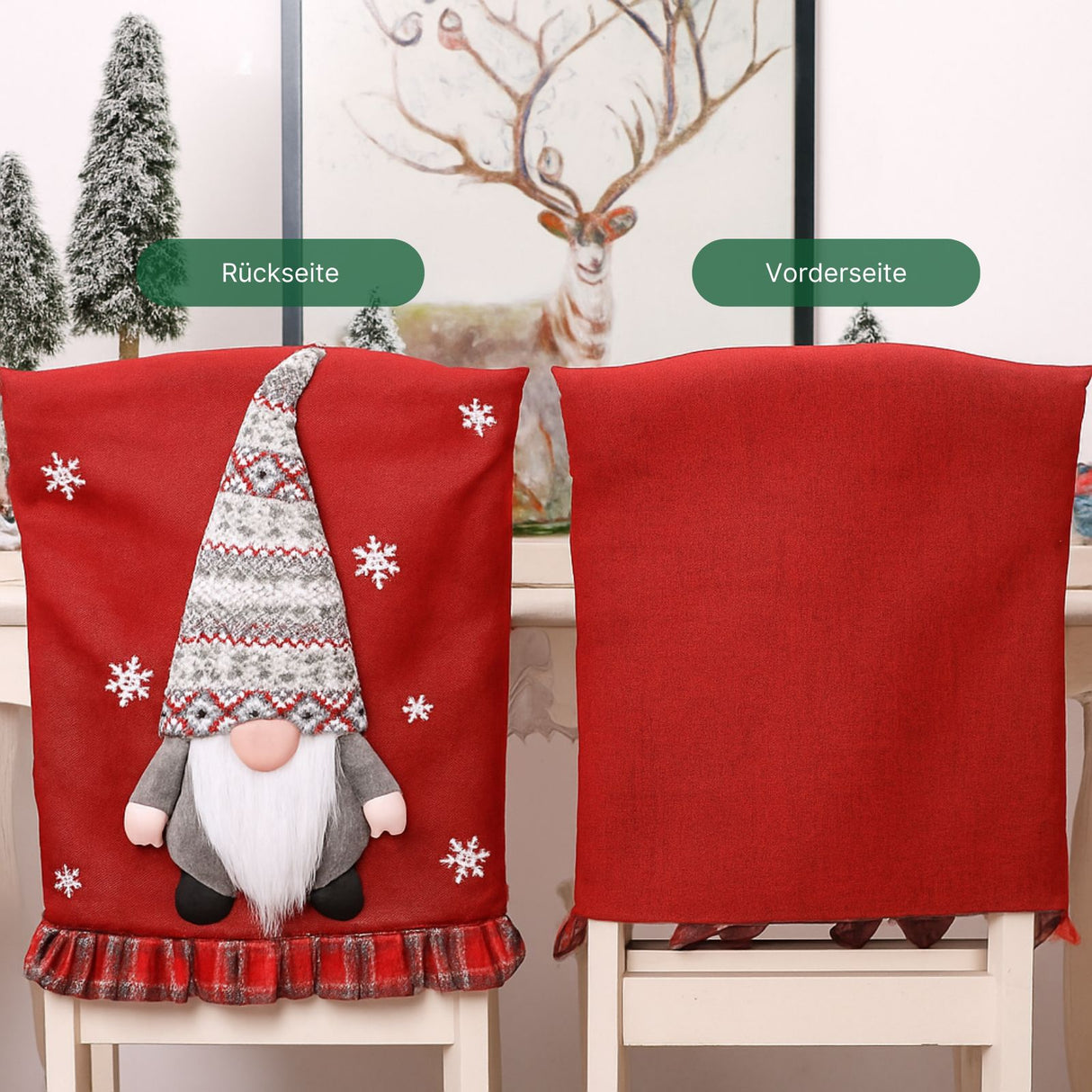 Stuhlhusse mit Wichtel Weihnachts-Stuhldeko Stuhlbezug Stuhlüberzug