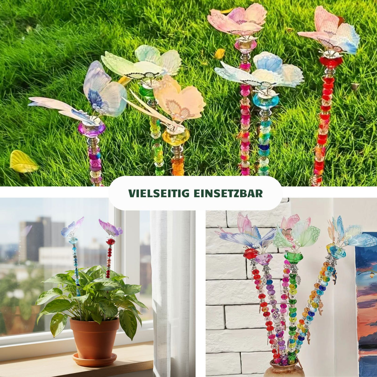 6er Set Gartenstecker Schmetterling Dekostecker Deko-Schmetterling