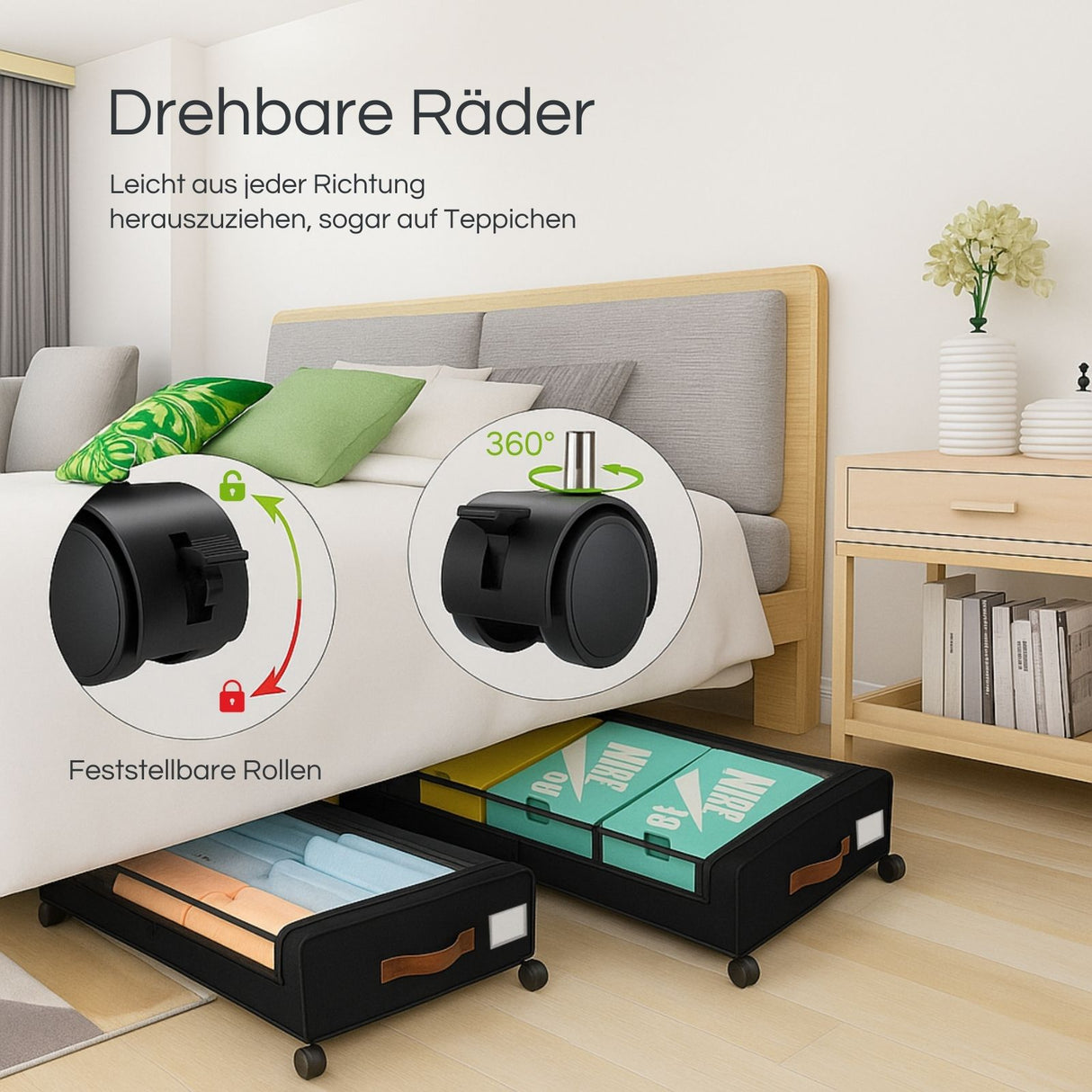 Aufbewahrungsbox mit Rollen Unterbettkommode Aufbewahrungstasche