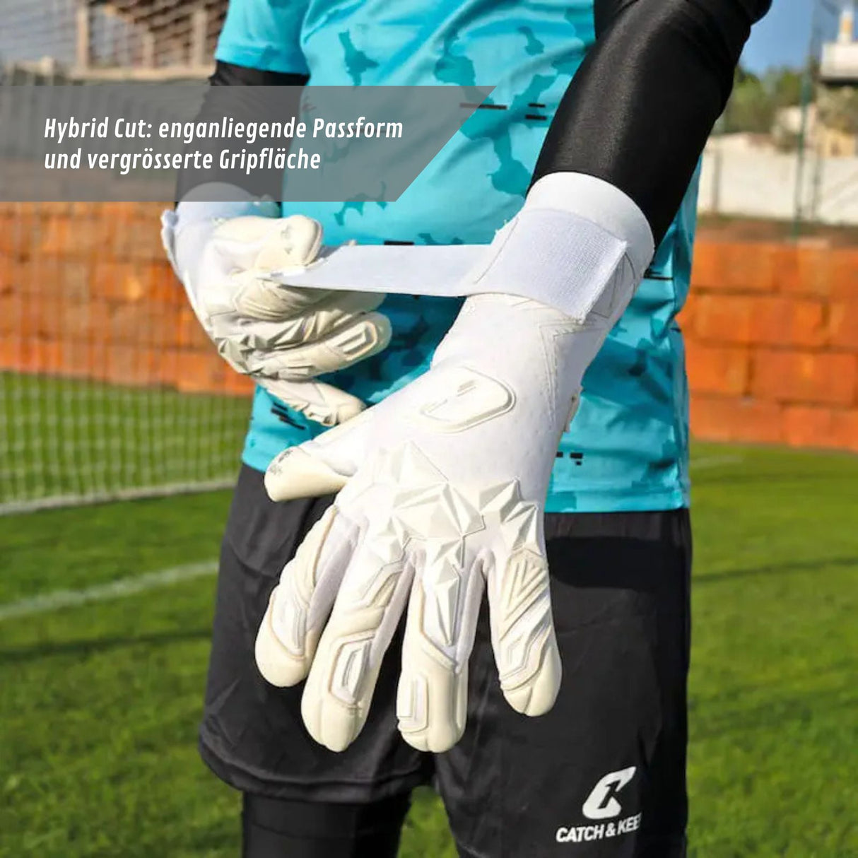 Fussballhandschuhe Pulse X All White Gr. 11 Torwart Goalie Handschuhe