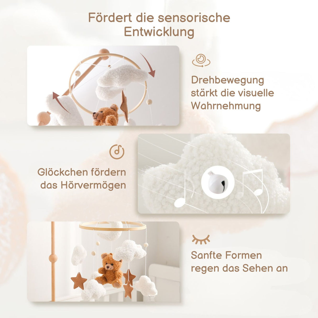 Babymobile Teddybär Hängemobile Mobile Babyspielzeug Schlafmobile