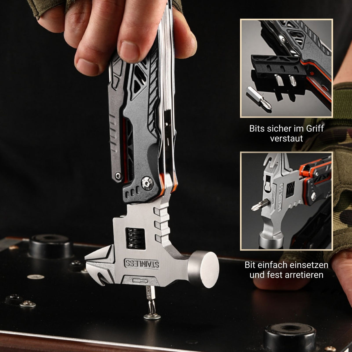 18in1 Multifunktionswerkzeug Multitool mit Hammer Outdoor-Werkzeug