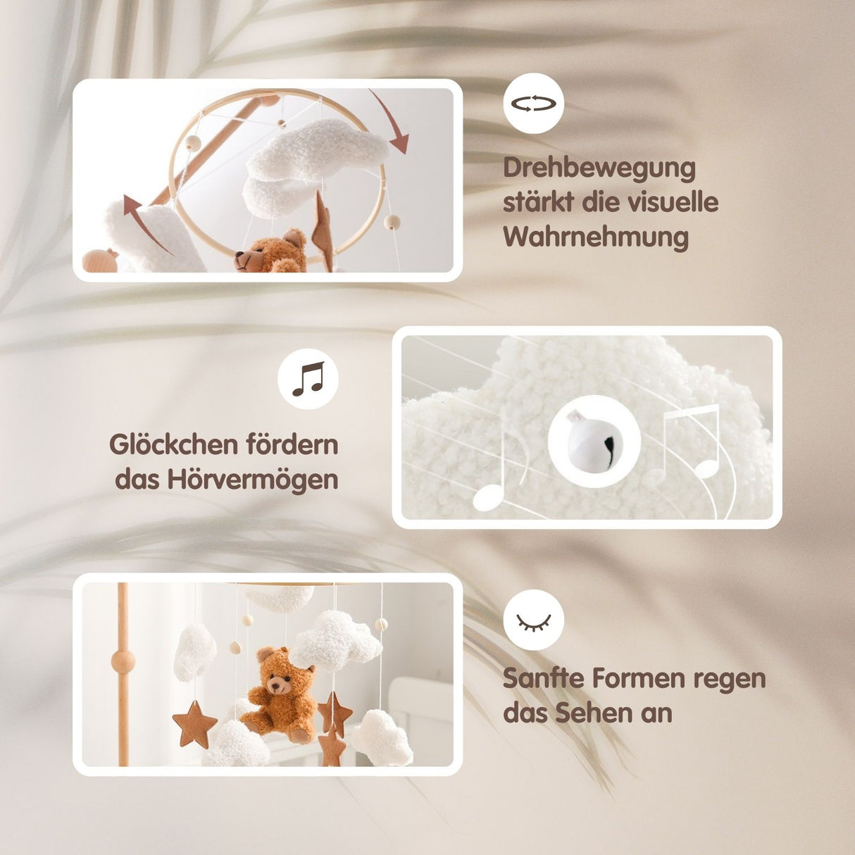 Mobile mit Halterung Teddybär Babymobile mit Glockenhalter