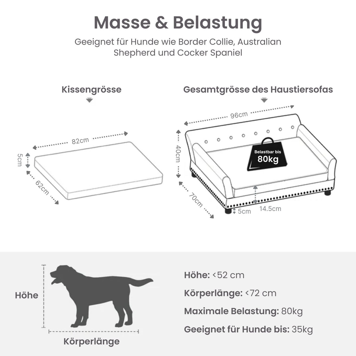 Hundecouch Grösse L Liegeplatz Hundebett Haustiersofa Hundesofa