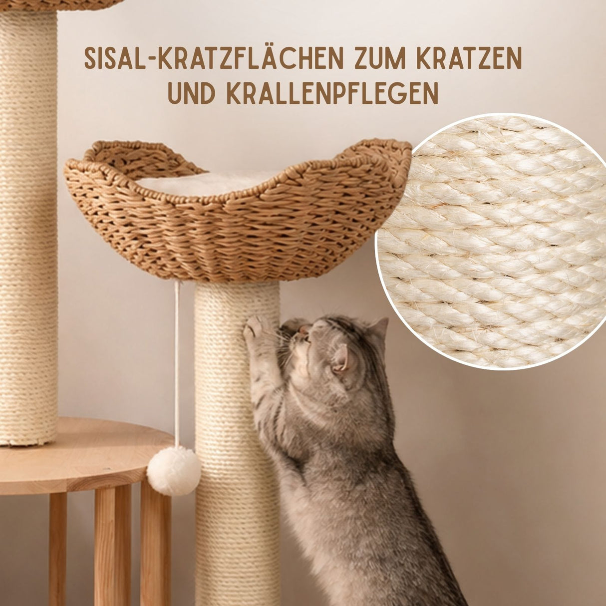 Kratzbaum mit Körben und Rondell Kletterbaum Katzenbaum Katzenspielzeug