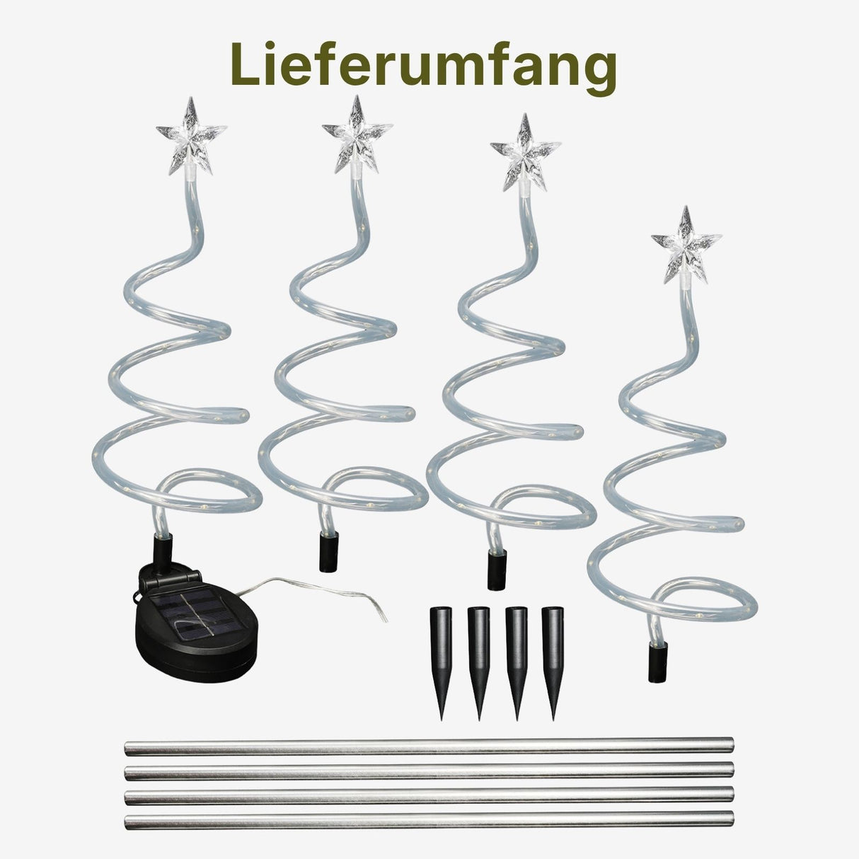 4er-Set LED-Dekoleuchte Gartenbeleuchtung Spiralbaum Solarleuchte