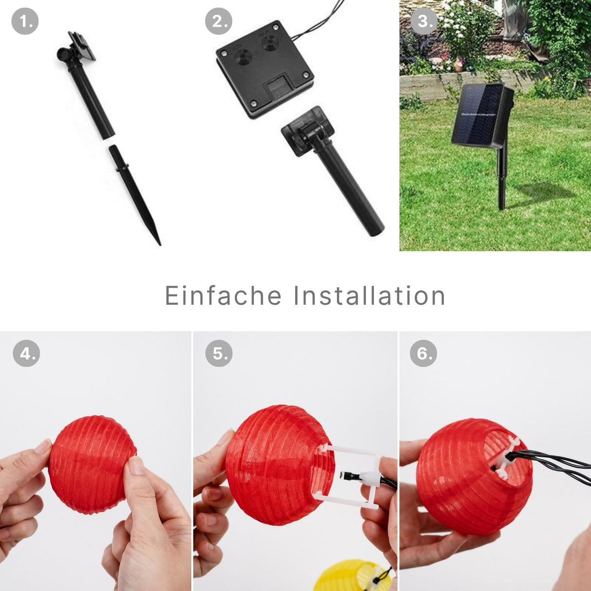 LED-Solar-Gartenbeleuchtung 6.5m Outdoorleuchte Lampion-Dekoleuchte