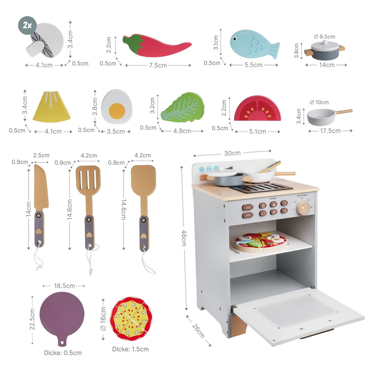 3-tlg. Kinder Haushalts-Spielset Backofen Kühlschrank Waschmaschine