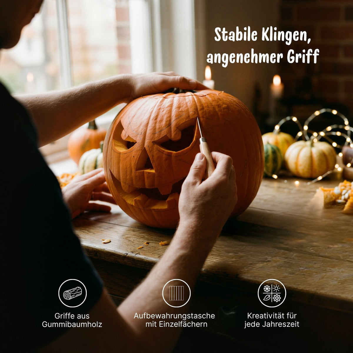10-tlg. Kürbis-Schnitzset Räbeliechtli-Werkzeug Halloween-Schnitzset
