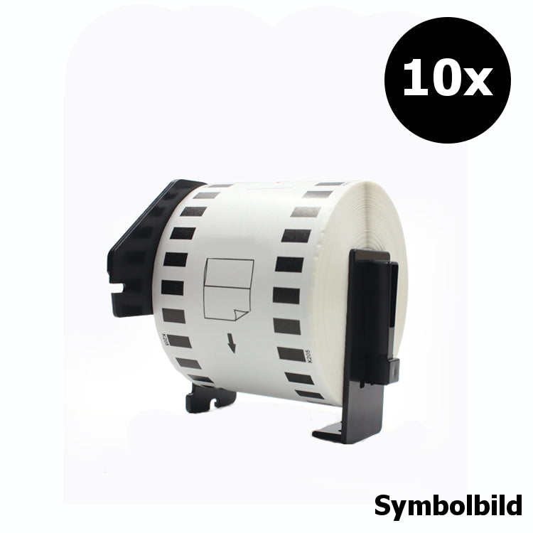 Kompatibel 50mm x 30,48m Rollenetiketten Brother DK-22223 10-Pack