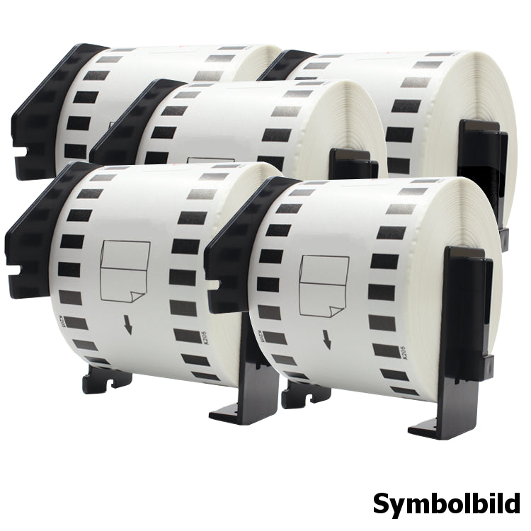 Kompatibel 38mm x 30,48m Rollenetiketten Brother DK-22225 5-Pack