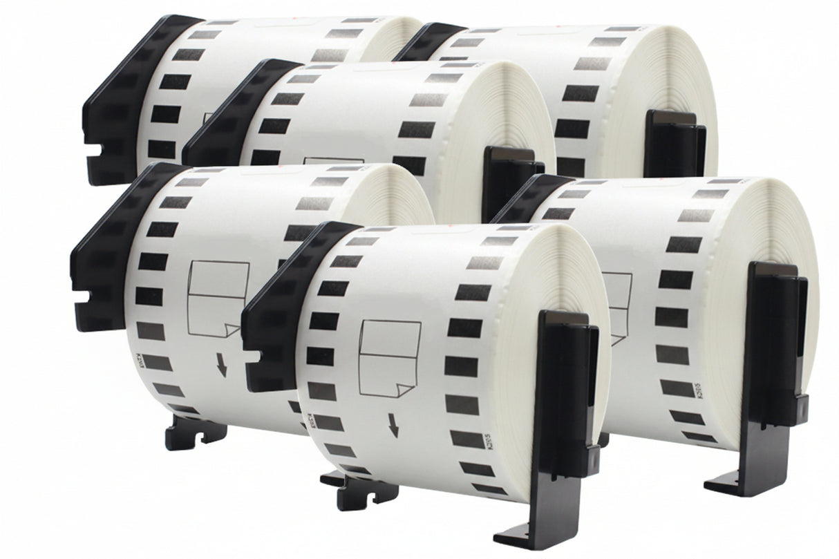 Kompatibel 38mm x 30,48m Rollenetiketten Brother DK-22225 5-Pack