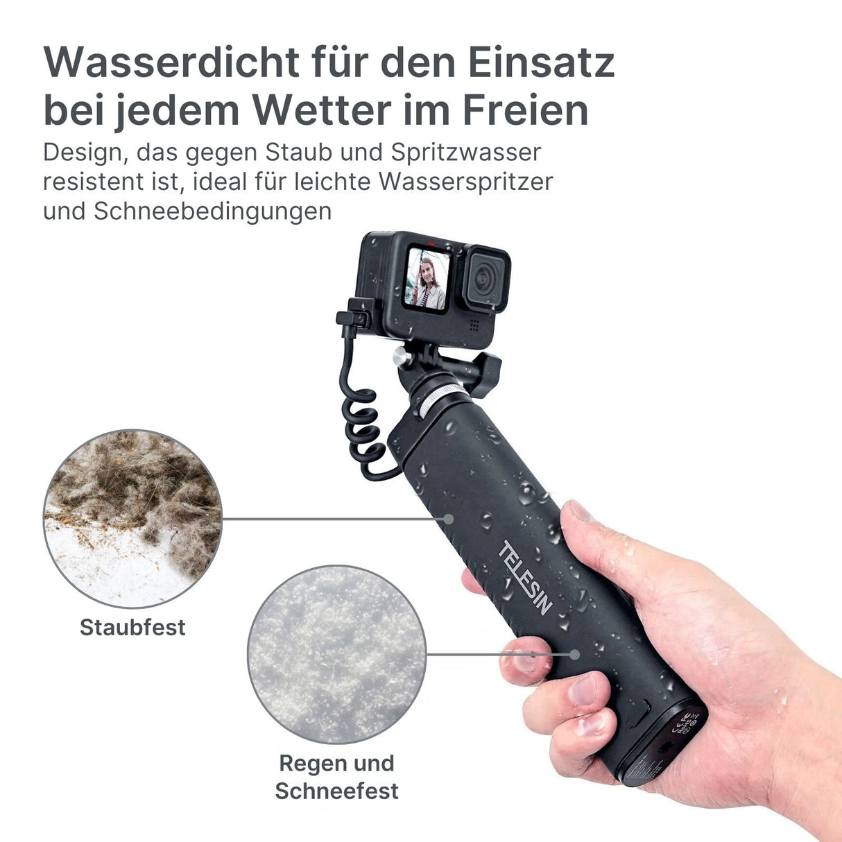 Telesin Selfie Stick Actioncam mit Adapter für GoPro DJI Insta360 uvm