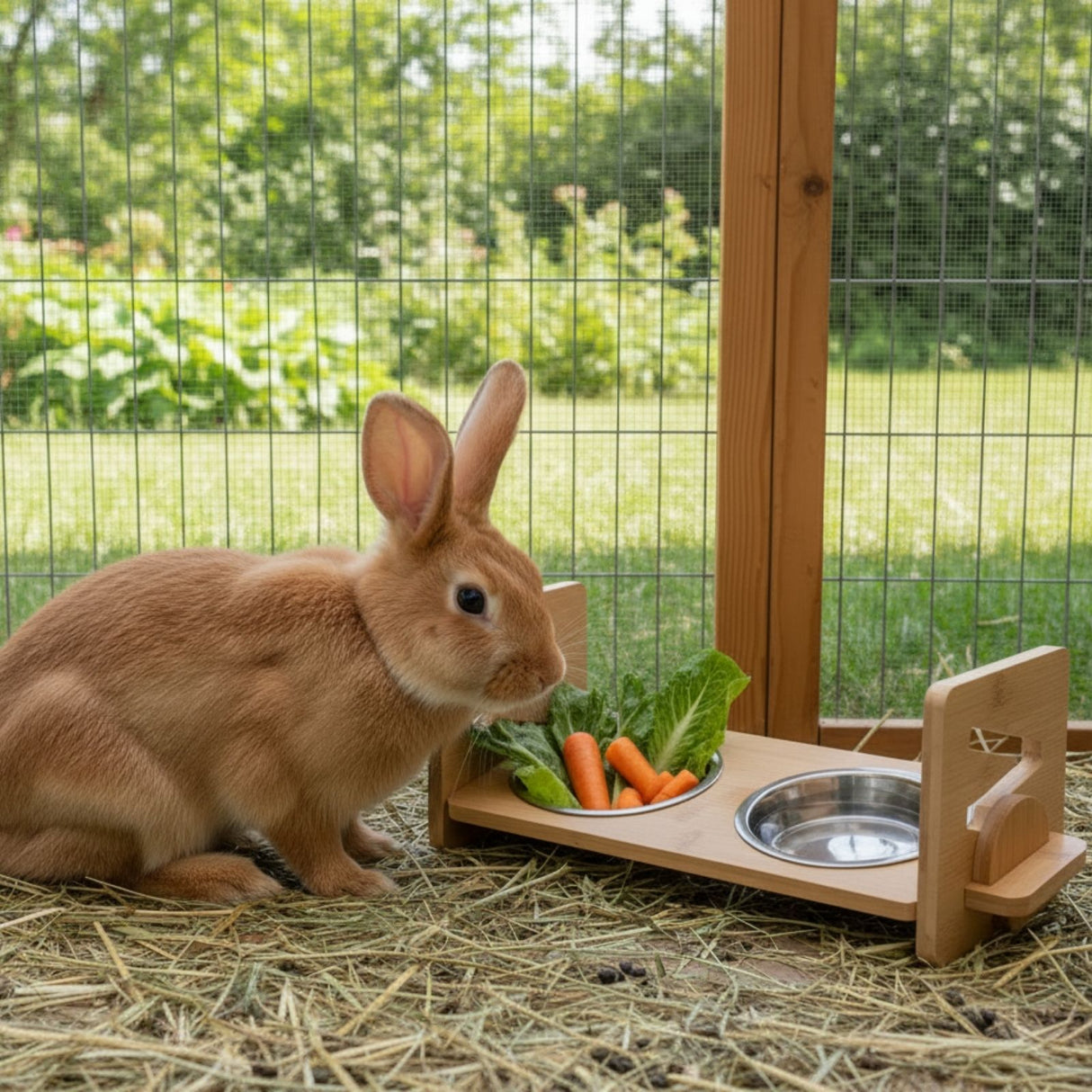 Doppelnapf aus Holz Verstellbarer Futternapf Futterstation Fressnapf