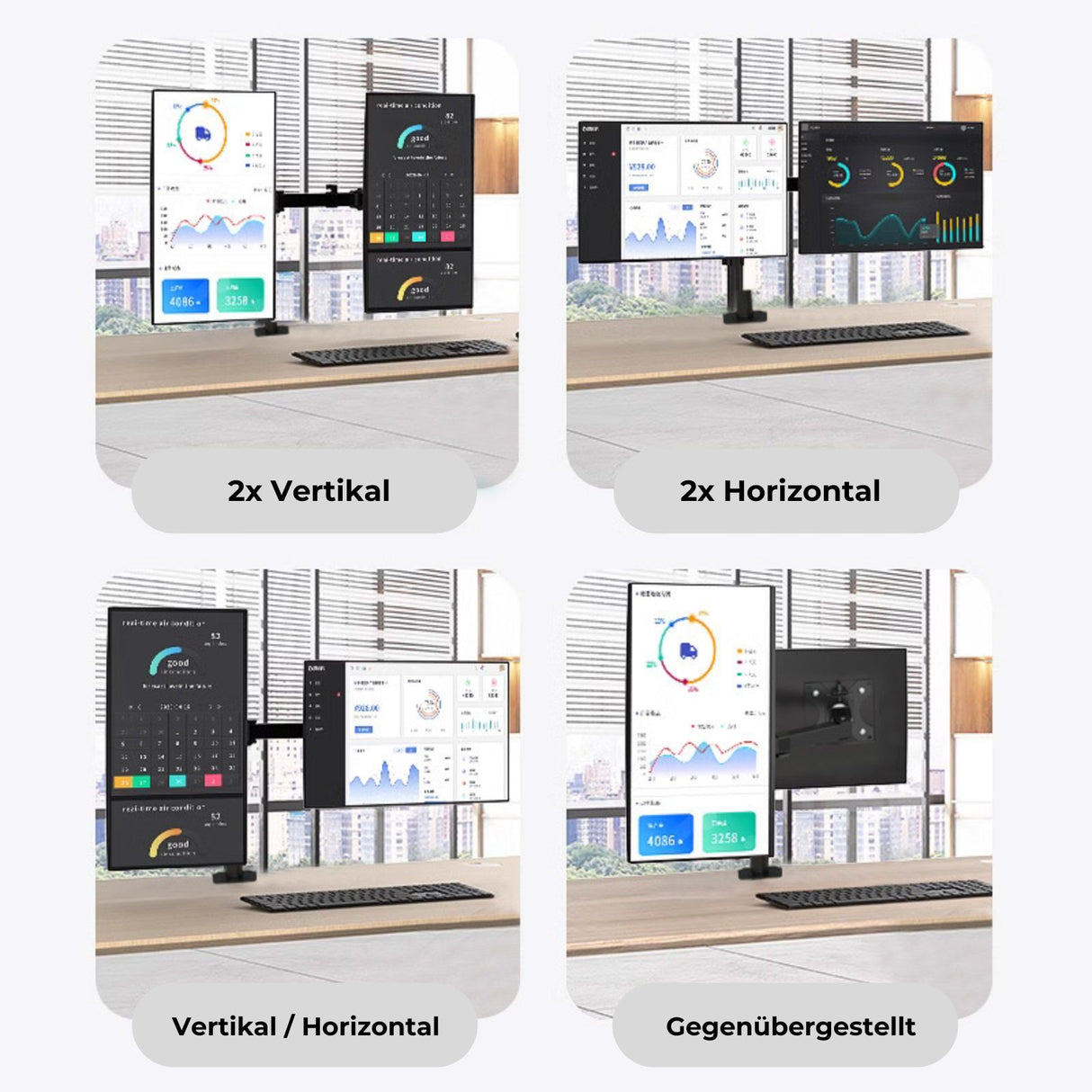 Monitorarm 2 Monitore Doppel-Monitorhalterung Tischhalterung