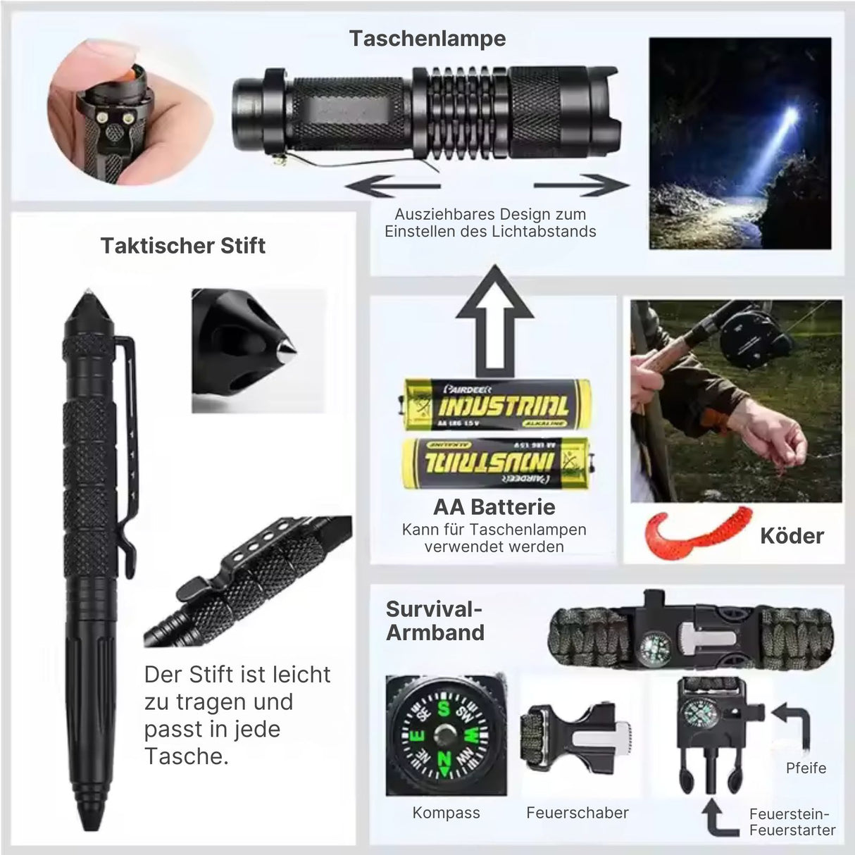 16in1 Outdoor-Survival-Box Survival-Kit Survival-Tools Camping-Ausrüstungskit