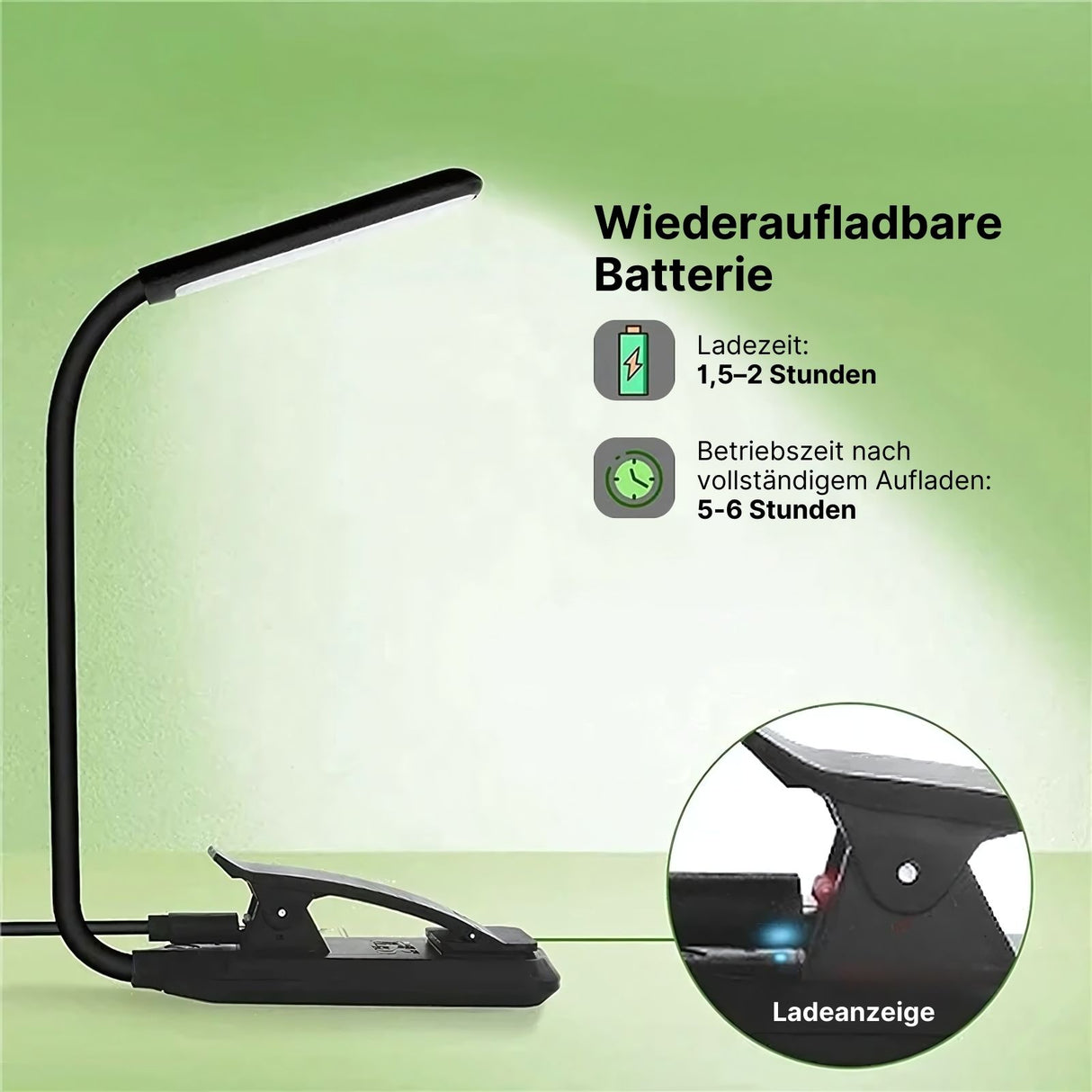 Leselampe LED USB-Leuchte Klemmleuchte Buchlampe Nachttischlampe