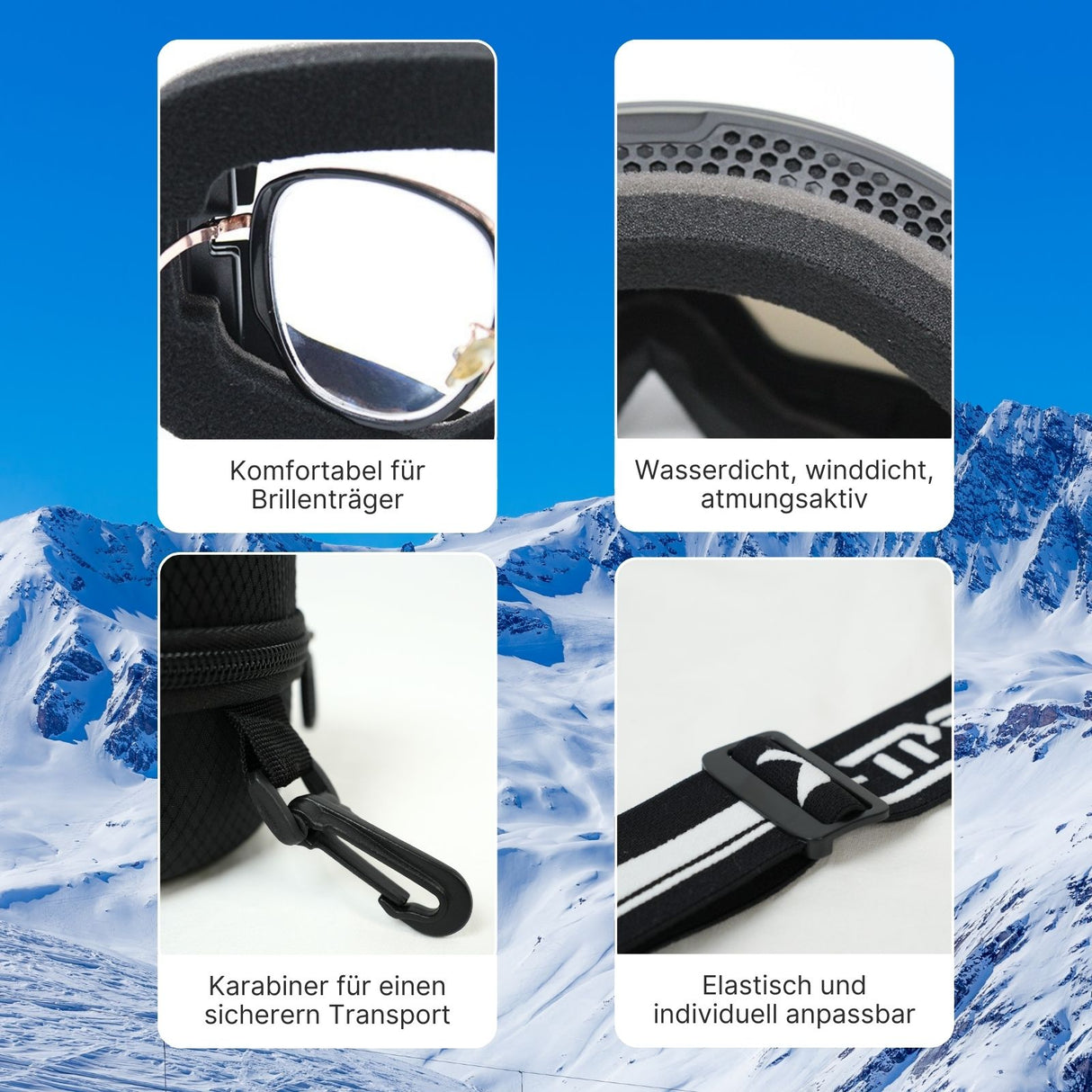 Magnetische Schutzbrille Snowboardbrille Skibrille Wintersportbrille