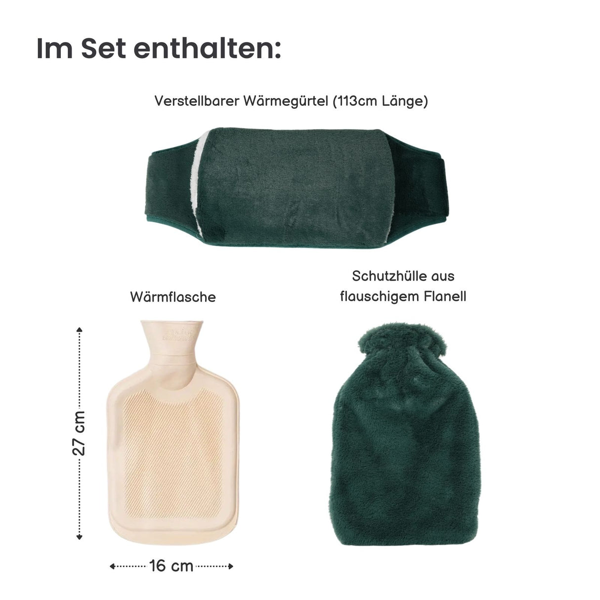 Wärmegürtel- und Wärmflaschen-Set Bauchwärmer Heizflasche Handwärmer