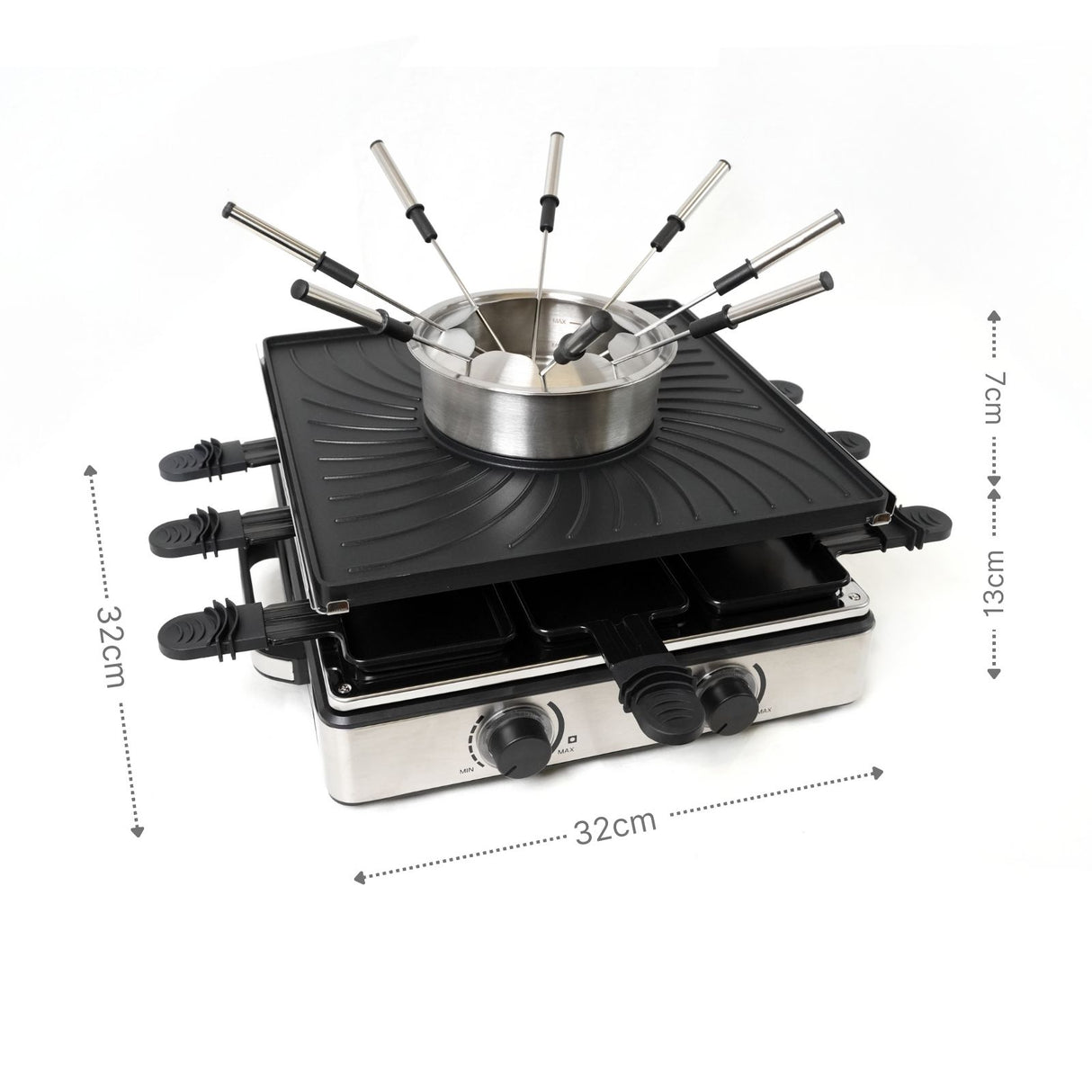 Raclette-Grill mit Fonduetopf Raclette-Set Fondue Chinoise Tischgrill