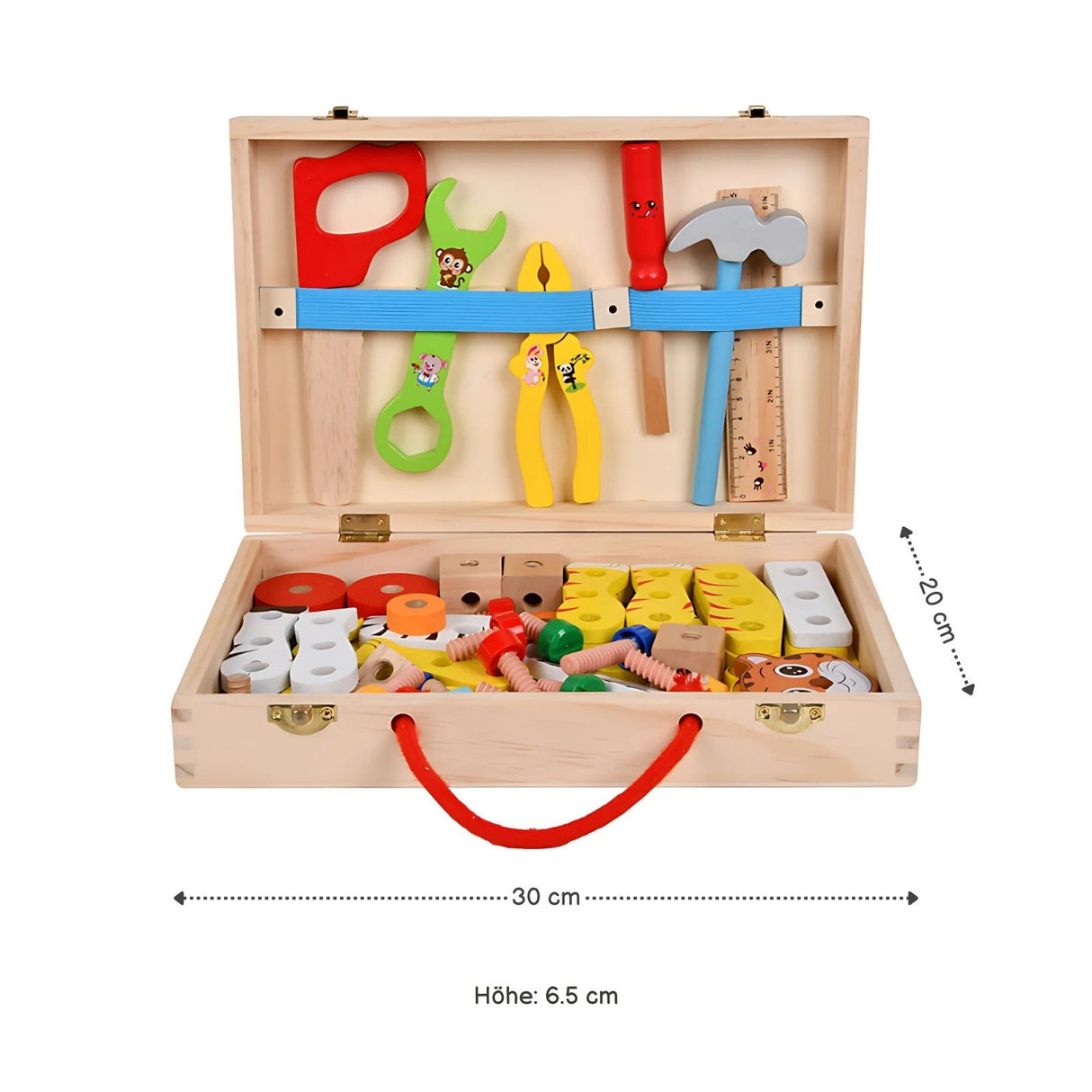 Kinder-Baukasten Holz-Werkzeugkasten für Kinder Lernspielzeug Holzbausatz Tiere