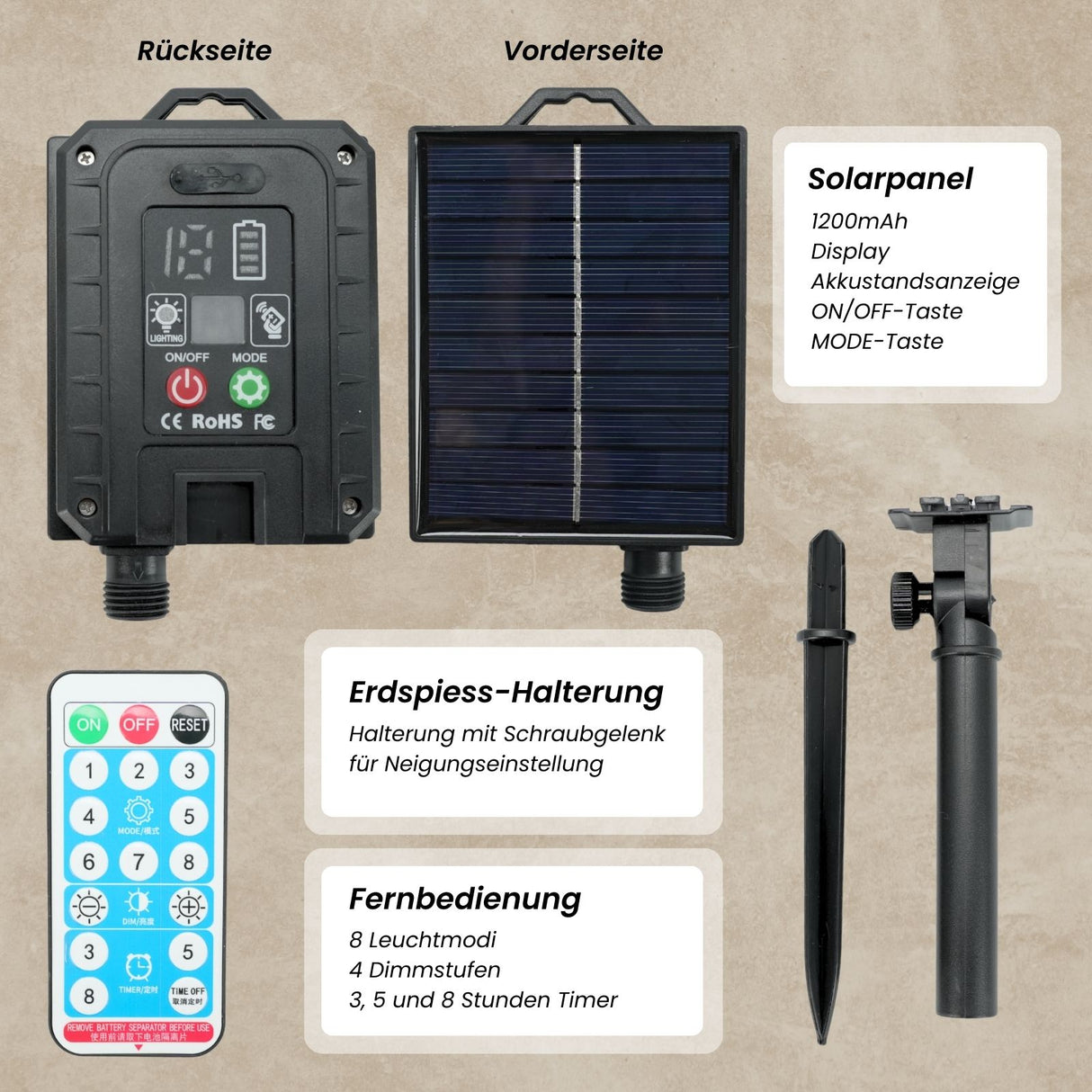 LED-Hanfseil-Lichterkette Solar-Leuchtkette Gartenbeleuchtung Lampe