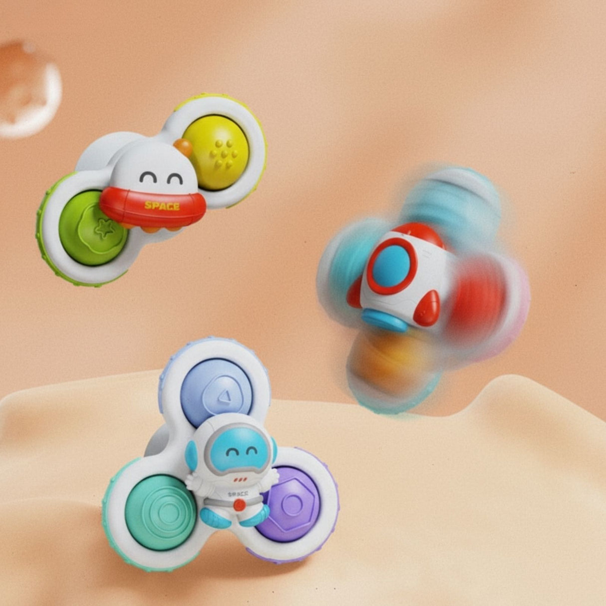 3er-Set Saugnapf-Kreisel Babyspielzeug Badespielzeug Fidget Spinner