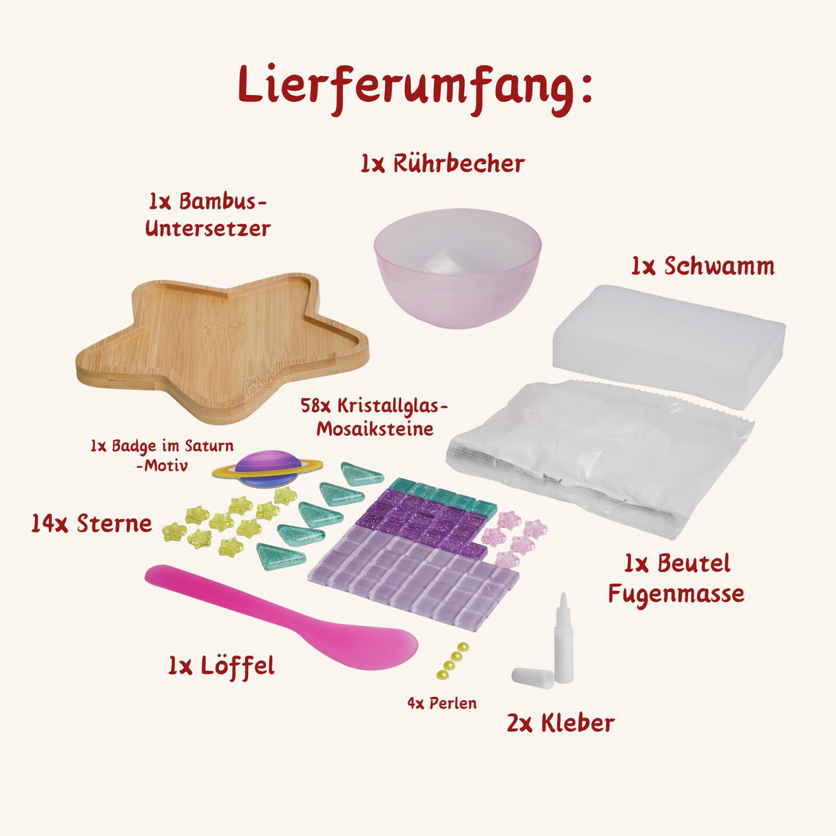 DIY-Mosaik-Bastelset Saturn Mosaik-Untersetzer Stern-Untersetzer