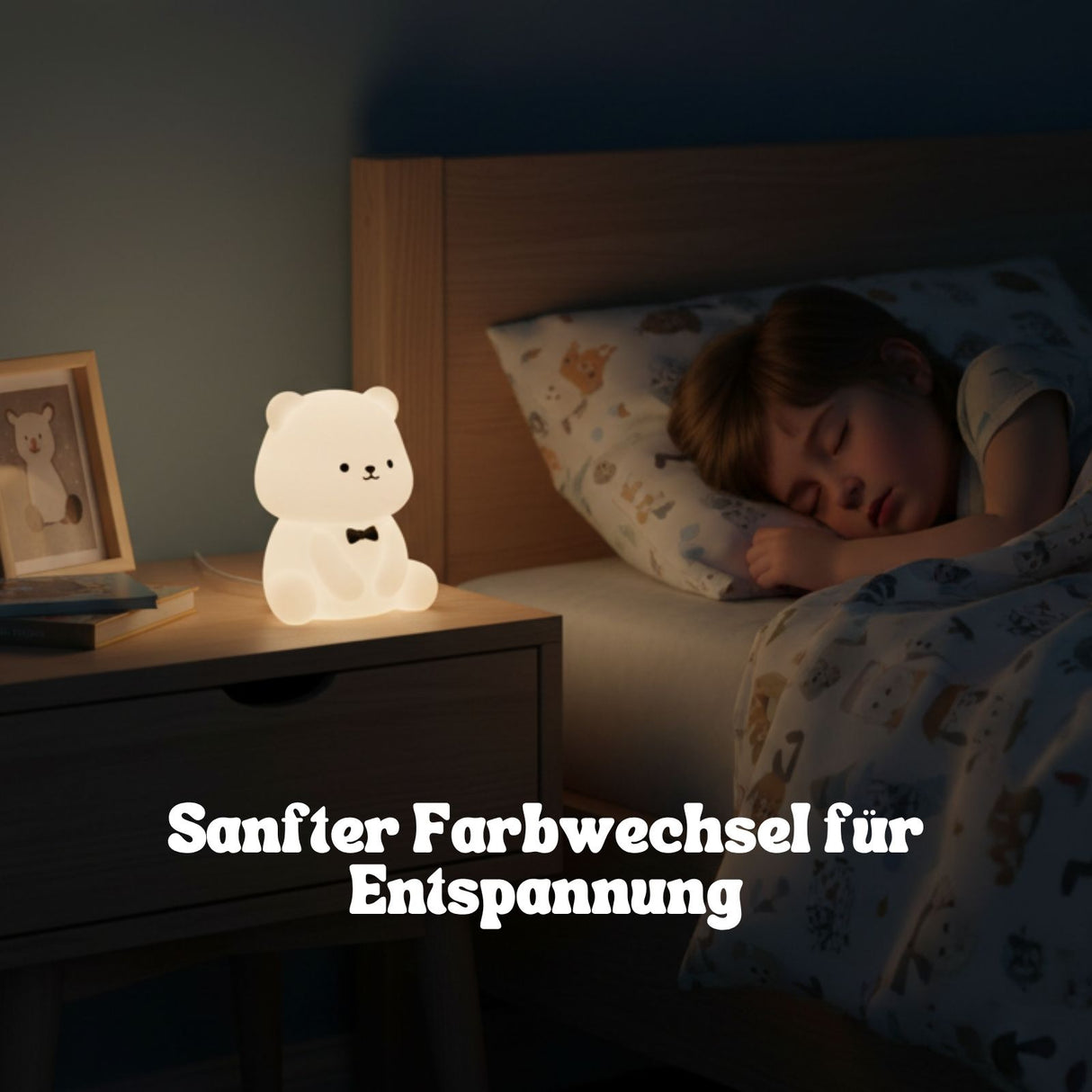 LED-Teddybär-Nachtlicht Kinder-Nachttischlampe Tierlicht Tischleuchte