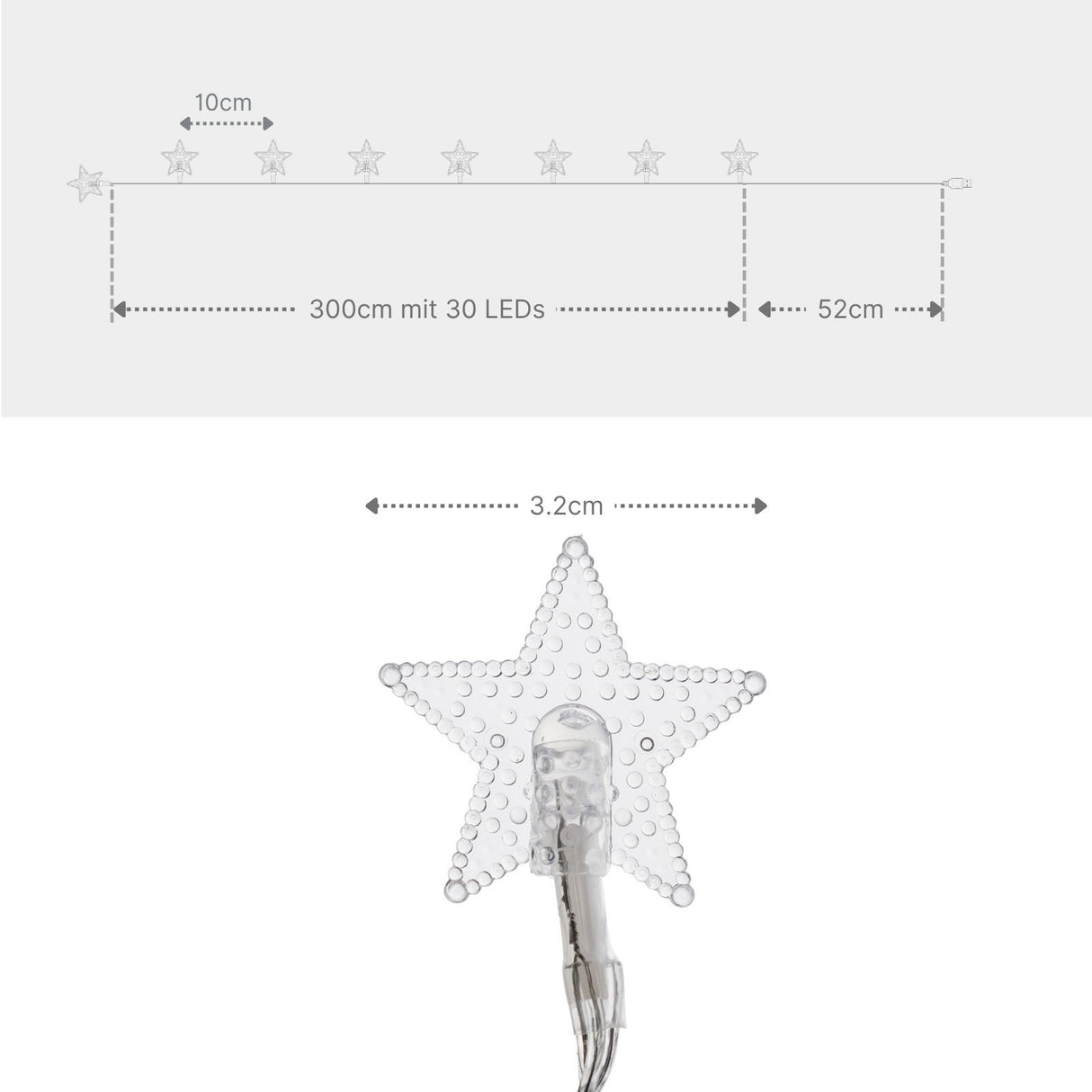 LED Sternenlichterkette 3m Dekolichterkette Sternenlichtgirlande